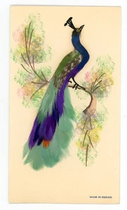 Tarjeta de Felicitación Exótica Azul Pavo Real Pájaro Pluma Arte Popular México Pollo Navidad - Imagen 1 de 3
