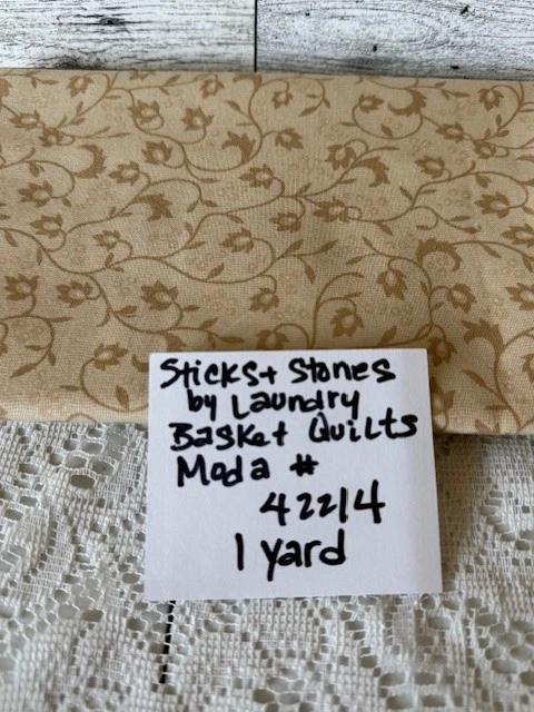 Tela Moda PALITOS Y PIEDRAS por cesta de lavandería NUEVO 1 yarda cortes neutros #42214 Foto 1 de 3