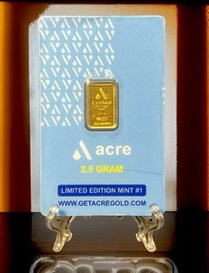 RARE🔥999.9 Fine Gold Bar Pure 24k 2.5 Gram Acre Alpine Sealed Blue Card💎CoA - Picture 1 of 7