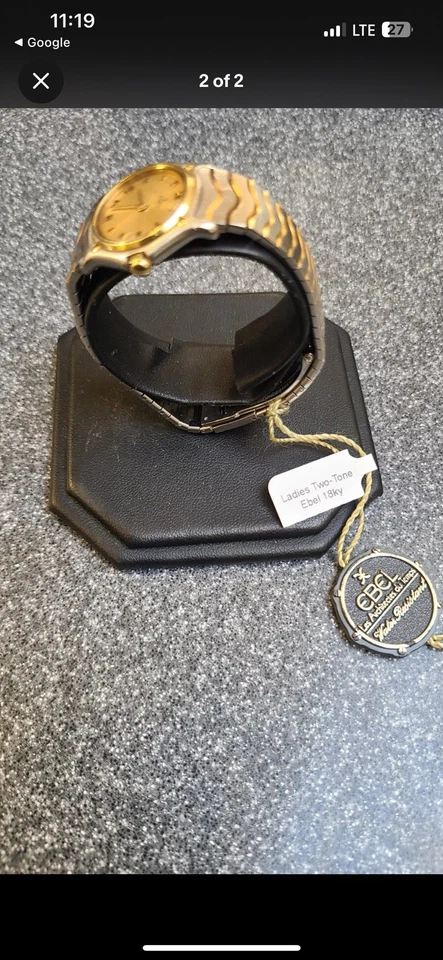 Relógio feminino EBEL moldura ouro rosa 18k aço inoxidável E1157111 onda clássica - Imagem 1 de 2