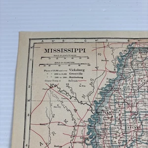 1921 Vicksburg Mississippi State Map Reference World Atlas Greenville Biloxi - Picture 1 of 10