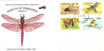 Zimbabwe 1995 Insects Bulawayo SHS  Wasp Dragonfly Butterflies Moths - Image 1 of 2