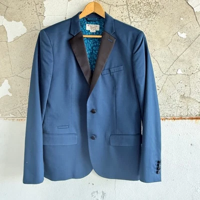 Blazer Original Penguin Para Hombres M Azul Esmoquin Chaqueta Negro Satinado Solapa Floral Forrado Foto 1 de 4