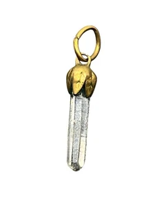 Art Nouveau gold tone faceted clear rock crystal quartz pendant for necklace - Picture 1 of 13