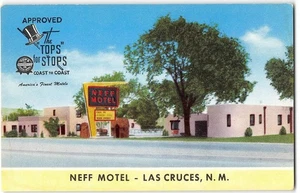 Las Cruces, New Mexico NEFF MOTEL Roadside Art Deco 1950s Vintage Postcard - Picture 1 of 2