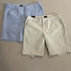 (2) NEW J. Crew Sz 8 9" STRETCH Flat Front Chino Shorts TAN & Light BLUE *read - Picture 1 of 10