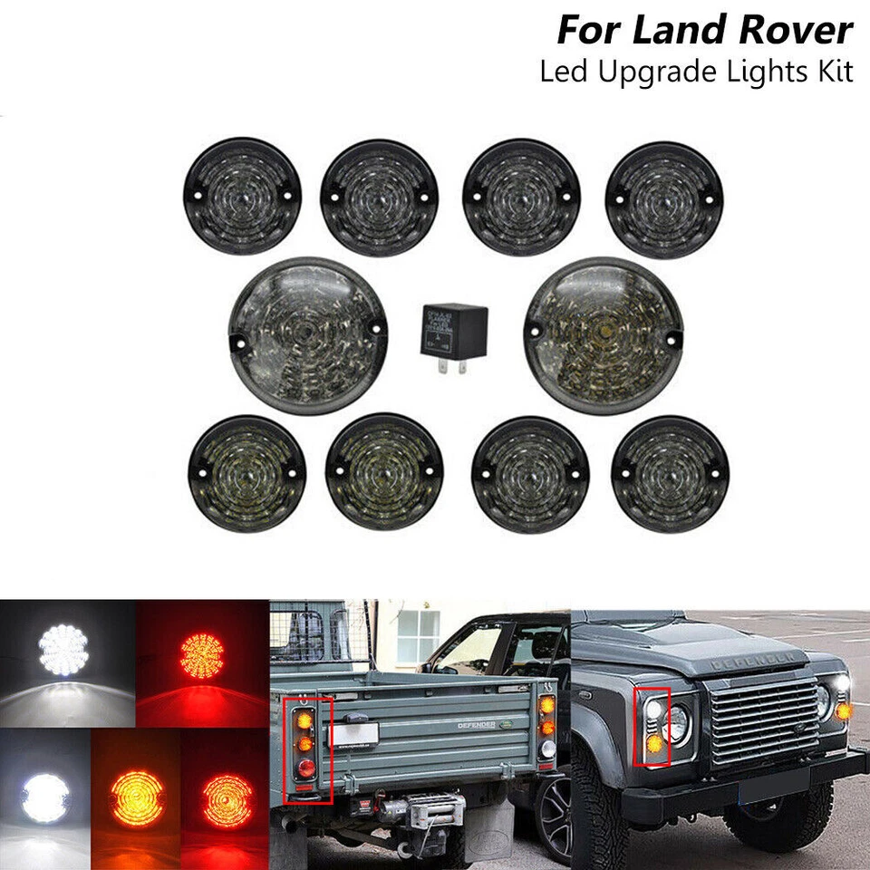10X For Land Rover Defender 90-16 90/110 83-90 Smoked Led Light Lamp Upgrade Kit - Image 1 of 4