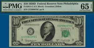 1950D $10 Federal Reserve Note PMG 65EPQ wanted popular Philadelphia Fr 2014-C - Picture 1 of 3