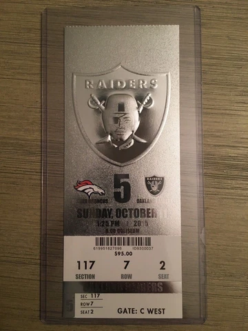 2015 Oakland Raiders Official NFL Mint Season Ticket Stub - pick any game! Cover
