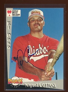 1998 El Paso Diablos MIGUEL CORREA Signed Card autograph AUTO BRAVES BREWERS
