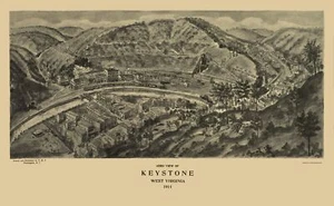 Vista panorámica histórica - Keystone West Virginia - Fowler 1911 - 23 x 37,38 - Imagen 1 de 20