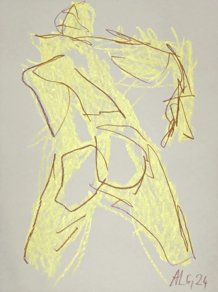 Cuadro gráfico pastel tiza dibujo acción amarillo signo Prof em Loeschner-Gornau Foto 1 de 1