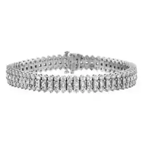 12,14 Karat Prinzessin Schliff und Rund Diamant Tennisarmband in dreireihiger Montage - Bild 1 von 3