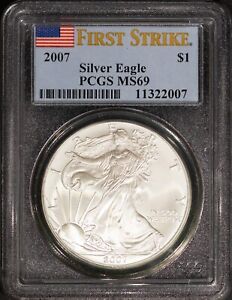 2007 $1 American Silver Eagle MS 69 First Strike PCGS # 11322007 + Bonus