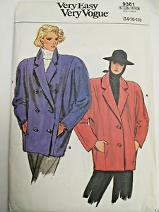 Vogue 9381 Jacket Coat Sewing Pattern Ladies 14 16 18 Very Easy UC VTG Oversized - Picture 1 of 9
