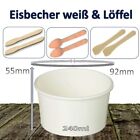Eisbecher Papier weiß mittel 240 ml & Eisspaten Bio Eislöffel Holz Löffel Eis