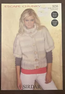 WOMENS CHUNKY JACKET CARDIGAN EASY KNIT KNITTING PATTERN 32”-54” XXL SIRDAR 9526 - Picture 1 of 2