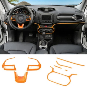 8x Steering Wheel+Dashboard Trim Strips Cover For Jeep Renegade 2015-2017 Orange - Bild 1 von 7