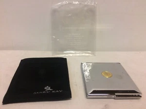 Vintage New MARY KAY Silver Tone COMPACT DOUBLE MIRROR In Pouch - Free Ship - Picture 1 of 8