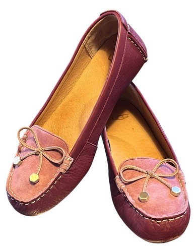 Mocassini donna UGG Brinley rosa scamosciato pelle fiocco nappa 1017291 taglia US 6 EU 37