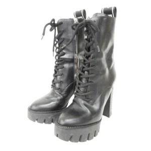 Dsquared DSQUARED2 Lace Up Platform Heel Boots Logo Side Zip Enamel Leather Used - Picture 1 of 9