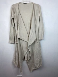 Cobble Stone Sweater Womans S or M Italy Open Cardigan Long One Size Beige - Picture 1 of 7