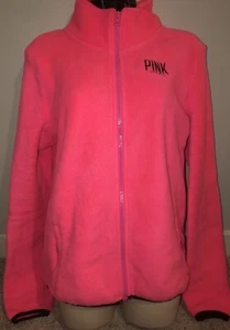 Pink Full Zip Fleece Feel Pocketed Oversize Victorias Secret PINK Jacket Sz Med - Picture 1 of 6