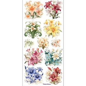 Pegatinas violetas - lirios pastel - 1 hoja de pegatinas para papelería y álbumes de recortes - Imagen 1 de 4