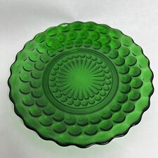 Vintage Anchor Hocking Bubble Saucer Emerald Green Glass Hobnail Pattern 6.5”