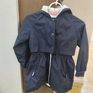 Catimini navy blue hooded rain jacket size 7 - Picture 1 of 12