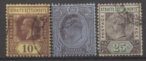 No: 123232 - ESTRECHOS Y ASENTAMIENTOS - LOTE DE 3 SELLOS ANTIGUOS - ¡USADOS!¡! - Imagen 1 de 1