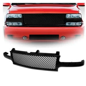 For 99-06 Chevy Suburban 1500 Tahoe Mesh Front Hood Grill Grille Gloss Black - Picture 1 of 11
