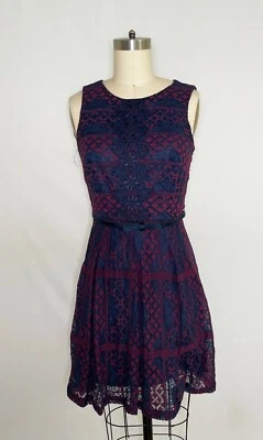 R & K Dress size 4 Blue and Burgundy Lace, Women's  Dress, Party Dress, Lace  - Image 1 of 4