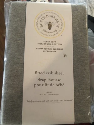 "Sábanas Burts Bees bebé gris 100 % algodón orgánico para cuna jersey 28""X52""" Foto 1 de 3