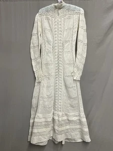 1906-1908 Edwardianisches Lingirie Kleid mit Einlage Spitze und weißer Baumwolle - Bild 1 von 20