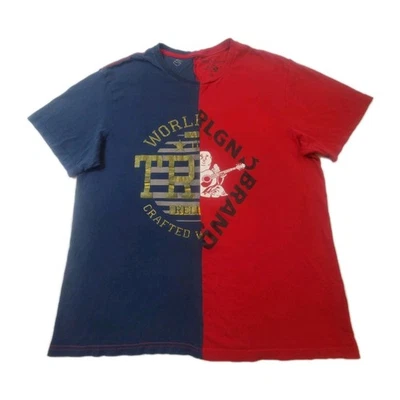True Religion World Tour T-Shirt Mens LG Red Blue Short Sleeve Casual Cotton Top - Image 1 of 4