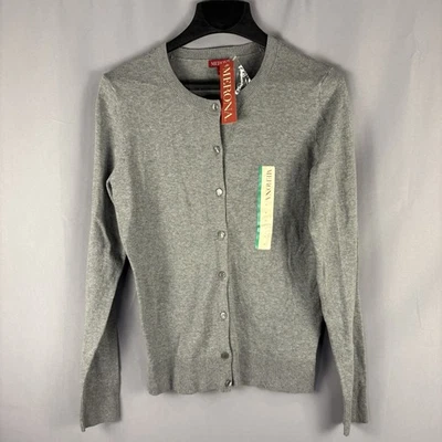 Cárdigan suéter gris mediano vintage Merona para mujer manga larga nuevo con etiquetas Y2K Foto 1 de 3