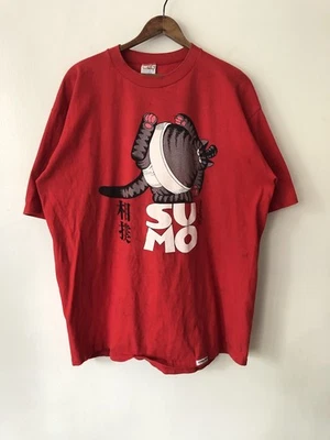 Винтажная футболка 90-х Crazy Shirt Kliban Japanese Sumo Cat цвет красный XL - Изображение 1 из 4