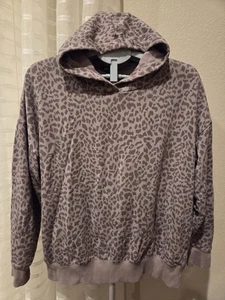 Sudadera con capucha para mujer Buffalo David Bitton grande estampado de leopardo púrpura de gran tamaño - Imagen 1 de 6