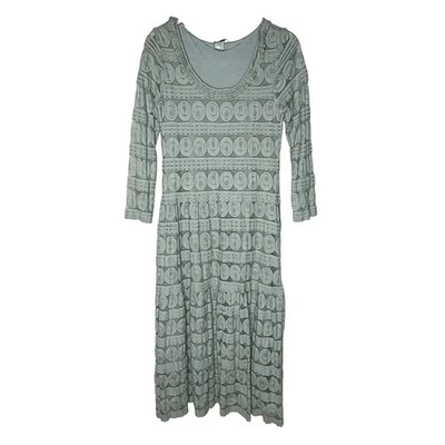 Vestido midi Sundance sauce encaje azul patrón redondo manga 3/4 talla M Foto 1 de 4