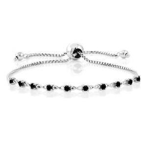 0.65 Ct Round Black Diamond 925 Sterling Silver Bracelet - Picture 1 of 3