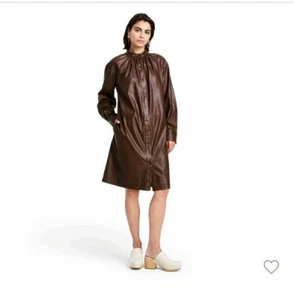 Women's Faux Leather Button Down Dress -Rachel Comey- Brown, Size XS, NWT - Picture 1 of 5