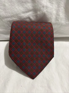 Corbata Harvie & Hudson London Jermyn Street roja azul naranja floral de seda hecha a mano - Imagen 1 de 7