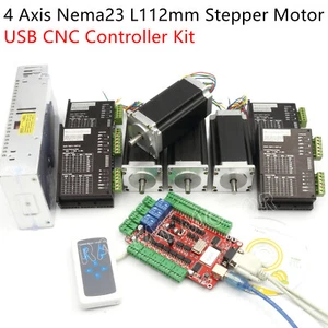 〖EU〗4 axis USB CNC Control kit nema23 L112mm stepper motor+driver+400W 36V power - Imagen 1 de 6