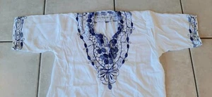 Hand Made Top Mexican Embroidered Floral Peasant Boho Size M / L - Picture 1 of 9