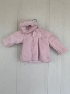 Little Me Pink Coat Jacket Zip Front Faux Fur Girls Toddler 18 Months - Picture 1 of 6