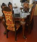 Incredible French Victorian Solid Burled Walnut Dining Set & Glass Top - GDC