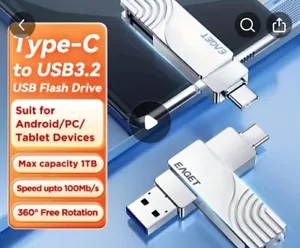 Eaget 1 TB flash drive 3.2 Memory Stick Type C USA - Picture 1 of 8