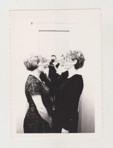 Two Women Face To Face Selfie Cameraman In Mirror Between Unusual Abstract Photo - Picture 1 of 7