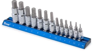 Titan 16124 13pc Metric S2 Steel Hex Bit Socket Set With Rail - Picture 1 of 2